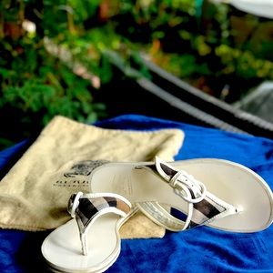 Authentic Burberry flip flops. White leather